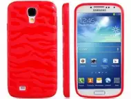 Силиконов калъф, подходящ за Samsung Galaxy S4 - червени райе
