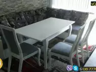 Бяла Трапезарна маса ВАНЕСА и бели столове по поръчка