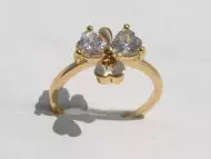 Позлатен женски пръстен с два камъка Циркон 14к злато