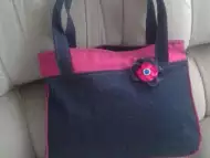 Чанта от дънков плат Деним класик с розово
