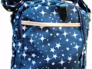 Чанта за рамо с два ципа и с дълга дръжка Звезди в синьо