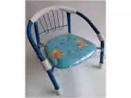 Стол детски с метални крака, облегалка и картинка в синьо