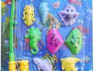 Детска играчка комплект Въдица с риби и кепче 13 части