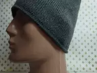 Мъжка плетена шапка, сива двойно плетена - 23