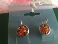 Обици с оранжеви камъни