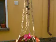 Поставка за саксия цветя от канап и пана от канап макраме