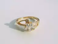 Позлатен дамски пръстен 10к с три камъка Циркон