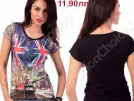 Дамска блуза с къс ръкав с десен Английско знаме