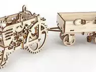 3D механичен пъзел Ugears трактор с ремарке