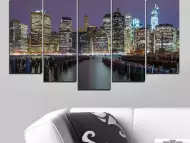 Декоративно пано за стена с нощен изглед от Манхатън Ню Йорк