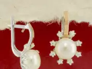 Сребърни обеци с перла и циркони