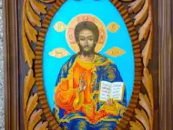 Икона Исус Христос Вседержител , дърворезба, иконопис