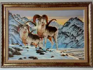 Зимен пейзаж с муфлони, картина за ловци