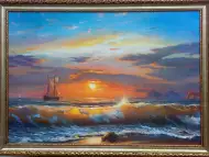 Морски пейзаж с ветроходен кораб, картина