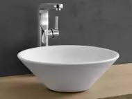 Кръгла мивка за баня, за вграждане, Бяла, Керамика 43, 5 x 43