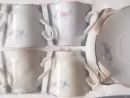 Комплект Чаши за кафе с чинийки - 6 броя с декор