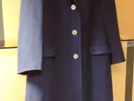 Синьо дамско палто - вълнено с копчета