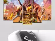 Декоративно пано за стена от 5 части за геймъри - Fortnite H