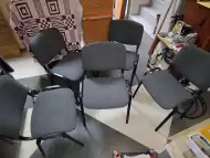 Стол - посетителски офис столове текстилна дамаска сива 5бр