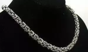 2. Снимка на Сребърен ланец византийска плетка - нов - модел 12 - 25
