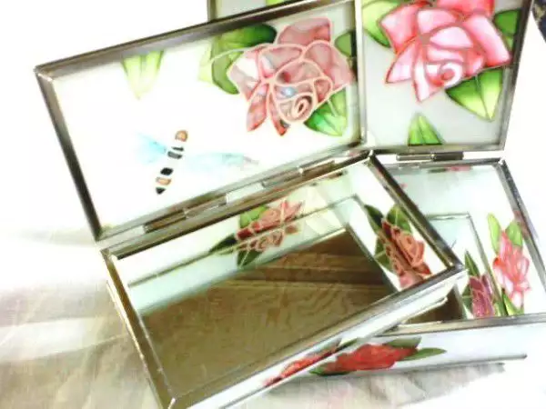 3. Снимка на Прелестни кутийки за бижута рисувано стъкло 2 бр. комплект