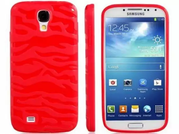 Силиконов калъф, подходящ за Samsung Galaxy S4 - червени райе
