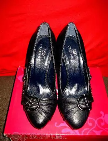 2. Снимка на НОВИ Мастилено сини кожени обувки