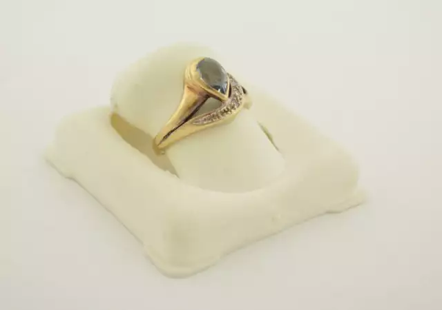 3. Снимка на златен пръстен с бледосин камък 33483 - 2