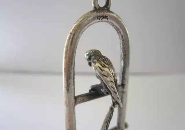 4. Снимка на Сребърна миниатюра - папагал на стойка Д 12539 - 15