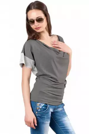 1. Снимка на Трикотажна блуза с къс ръкав