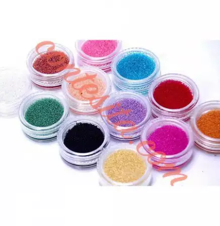 Комплект 12 цвята перли за декорация на маникюр
