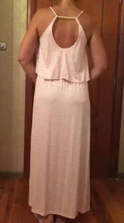 5. Снимка на Намалена Розово и бяло дълга рокля