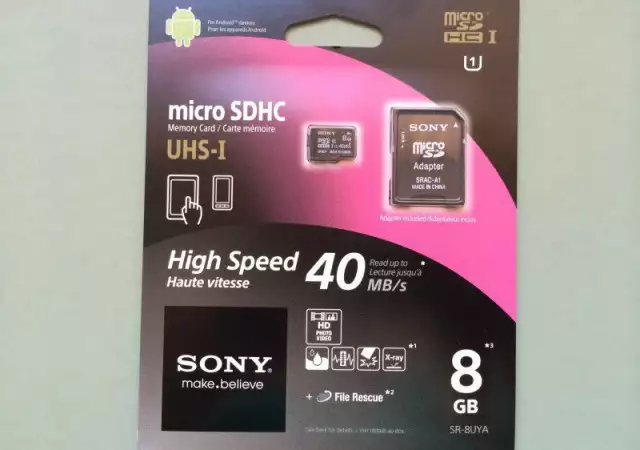 1. Снимка на SONY Micro SD карта 8GB Class 10