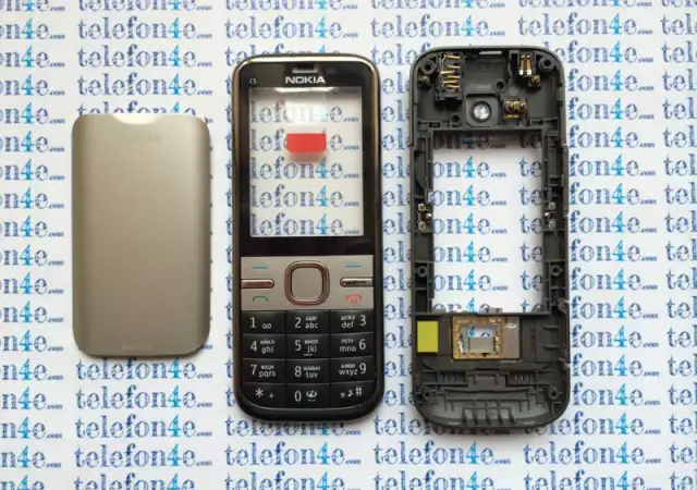 1. Снимка на Nokia C5 - 00 Оригинален панел комплект Silver Сив