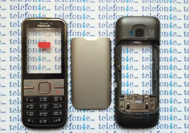 2. Снимка на Nokia C5 - 00 Оригинален панел комплект Silver Сив