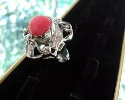 2. Снимка на модел 186 Сребърен пръстен с розов корал Изключително модерн