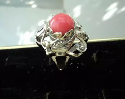 4. Снимка на модел 186 Сребърен пръстен с розов корал Изключително модерн
