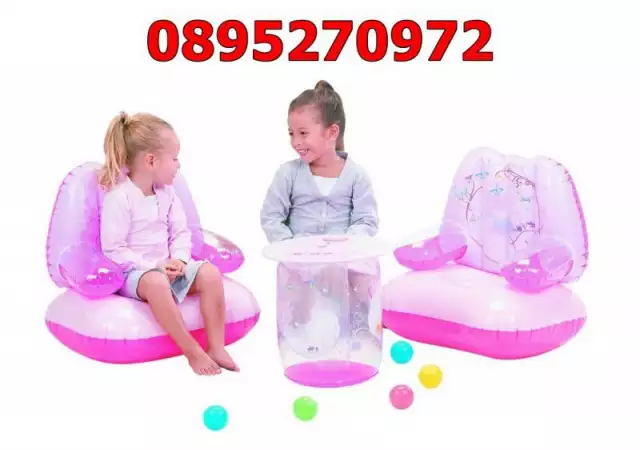 1. Снимка на Надуваем Комплект Надуваема Маса и Кресла В розово за момиче