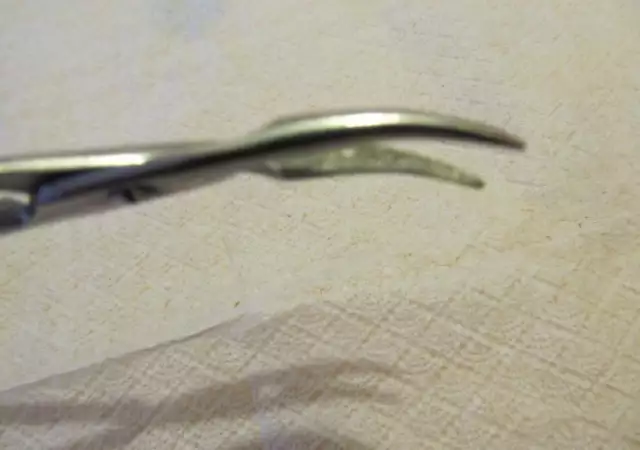 5. Снимка на извита ножица, с маркировка, кохер, руска, медицинска
