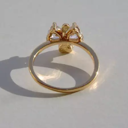 3. Снимка на Позлатен женски пръстен с два камъка Циркон 14к злато
