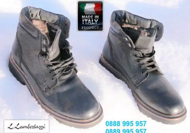 1. Снимка на Мъжки Зимни Обувки Боти Кожени Италиански 41 - 42 - 43 - 44 НОВИ