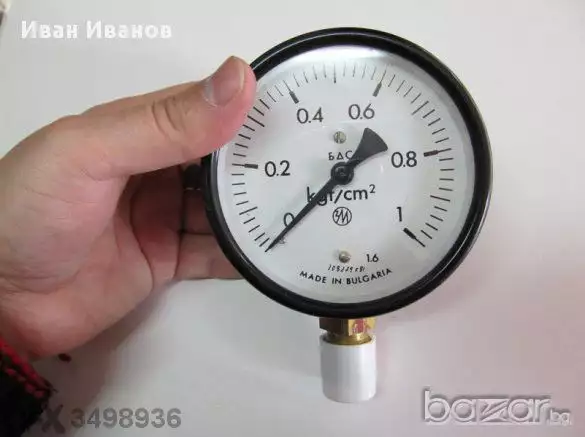 Български манометър 1 атм , 1 бар, Ф100