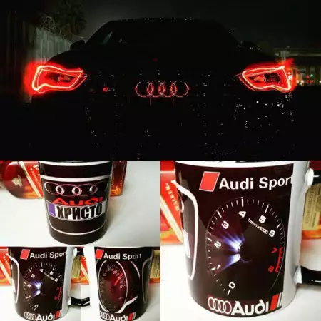 1. Снимка на Чаша Audi Mileage Black Edition с името ви в регистрационна