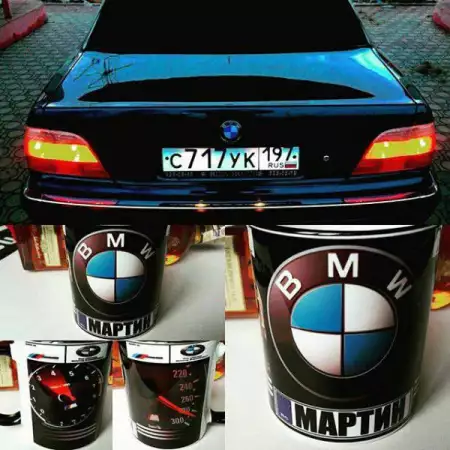 Фен чаша BMW Mileage Black Edition с името ви в регистрацио