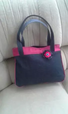 Чанта от дънков плат Деним класик с розово