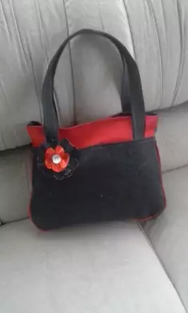 Чанта от дънков плат Деним класик с червено