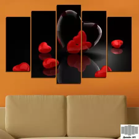 1. Снимка на Декоративно пано за стена - абстрактно изображение Hearts
