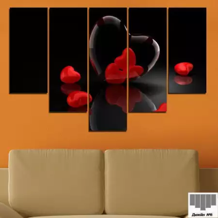 3. Снимка на Декоративно пано за стена - абстрактно изображение Hearts