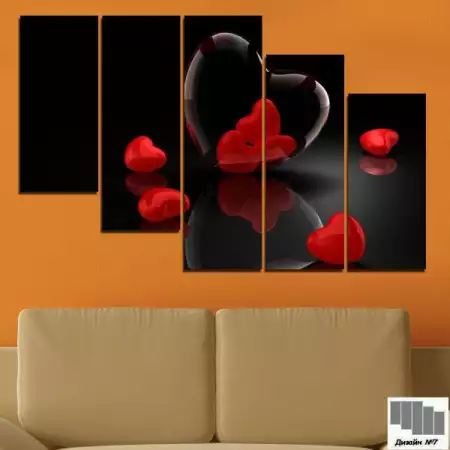 4. Снимка на Декоративно пано за стена - абстрактно изображение Hearts