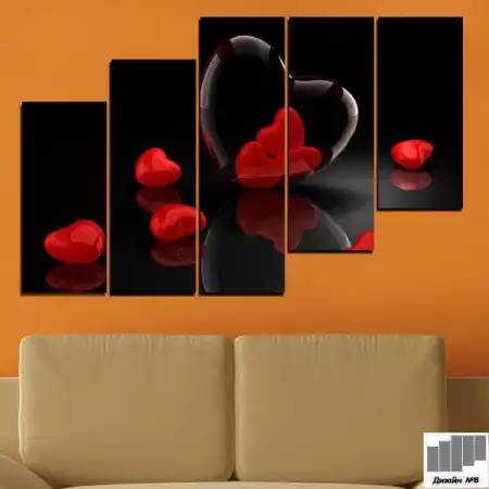5. Снимка на Декоративно пано за стена - абстрактно изображение Hearts